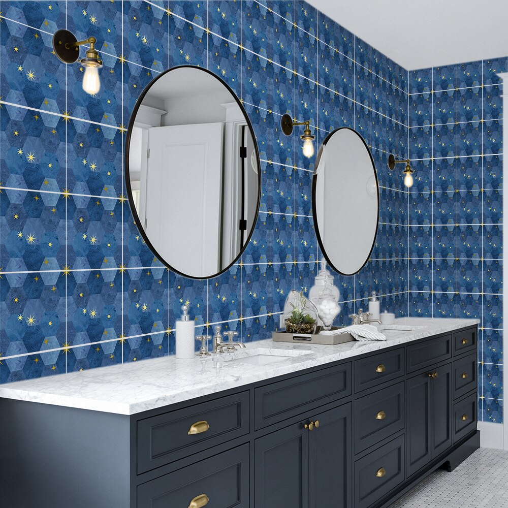 Diy Pvc Wandtegels Sticker Pvc Tegel Sticker Vergulden Ster Marmeren Muur Sticker Self-Ahesive Voor Badkamer Keuken Thuis decor 20X20