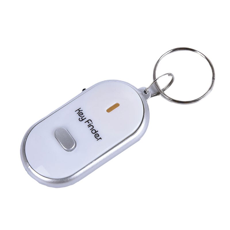 Mini fløjte anti mistet nøglefinder trådløs smart blinkende bip fjernbetjening mistet nøglefinder lokaliseringsnøglering med led fakkel: Hvid
