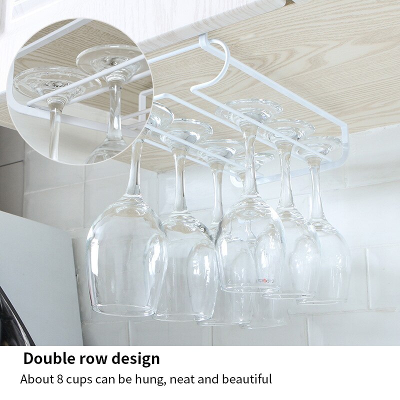 Wine Glass Rack Hanging Wine Cup Holder Bar Hanger ShelGoblet Stemware Storage Racks Shelf Hanger Iron Kitchen Organizer