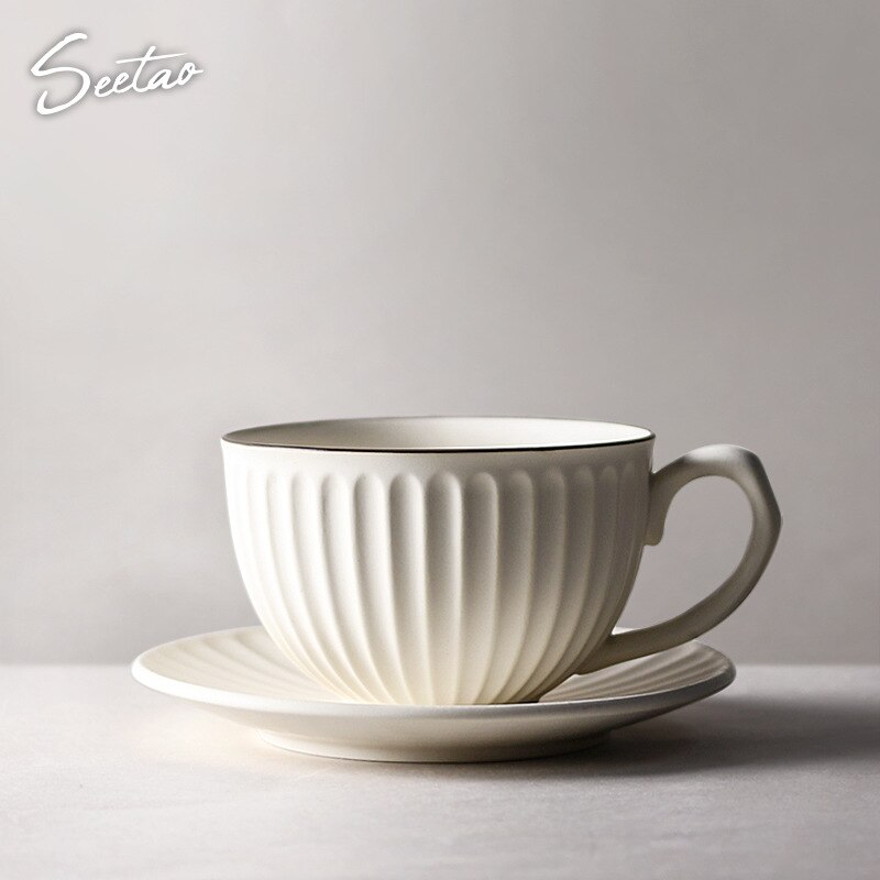 Japansk stil enkel vit kopp och fat modern kaffekopp servis möbler dekoration par kopp resa: Vit
