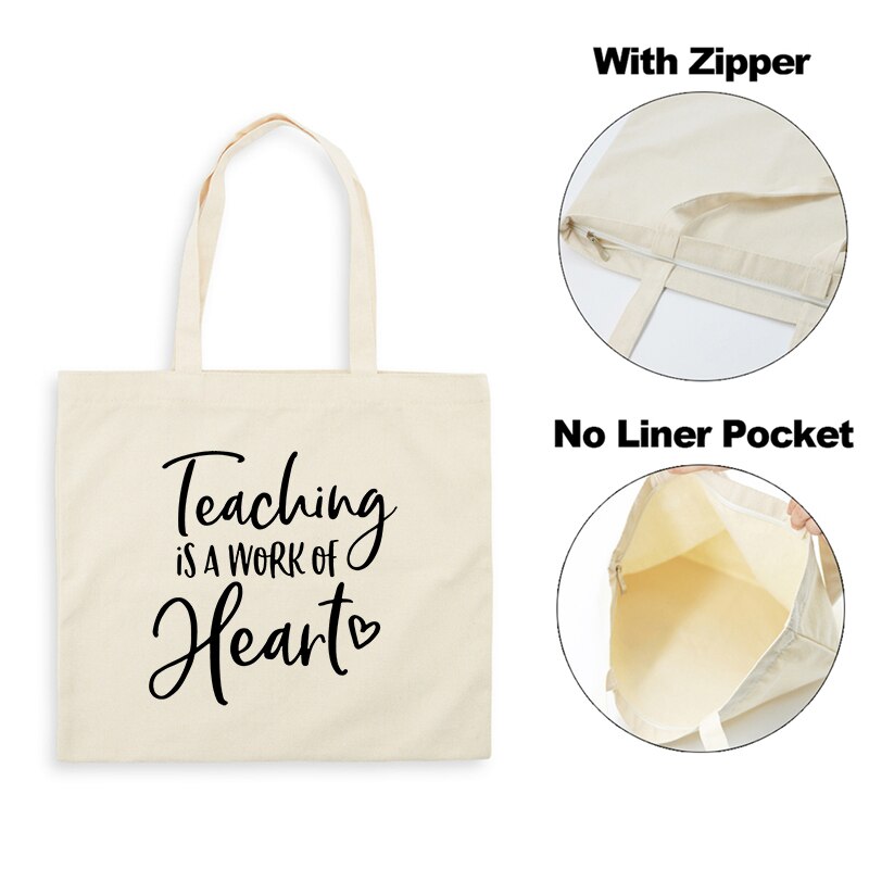 Vrouwen Tas Onderwijs Is Een Werk Van Hart Leraar Leven Schouder Canvas Tas Katoen Shopper Bag Leuke Leraar kruidenier: G1527-TBBG-E