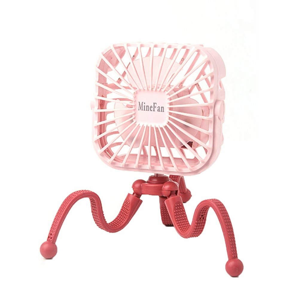 Mini Fan Mini Portable Hanging Electric Fan Octopus Stand Adjustable Handheld USB Charging Fan Cooler For Student: Pink square