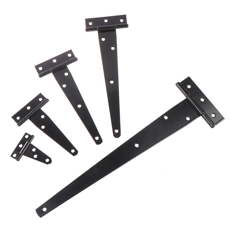 Uds hierro bisagra en te negro T bisagras bisagra de gabinete de jardín cobertizo 2-12 pulgadas de madera puerta de la puerta para la luz puertas de entrada de Hardware de muebles
