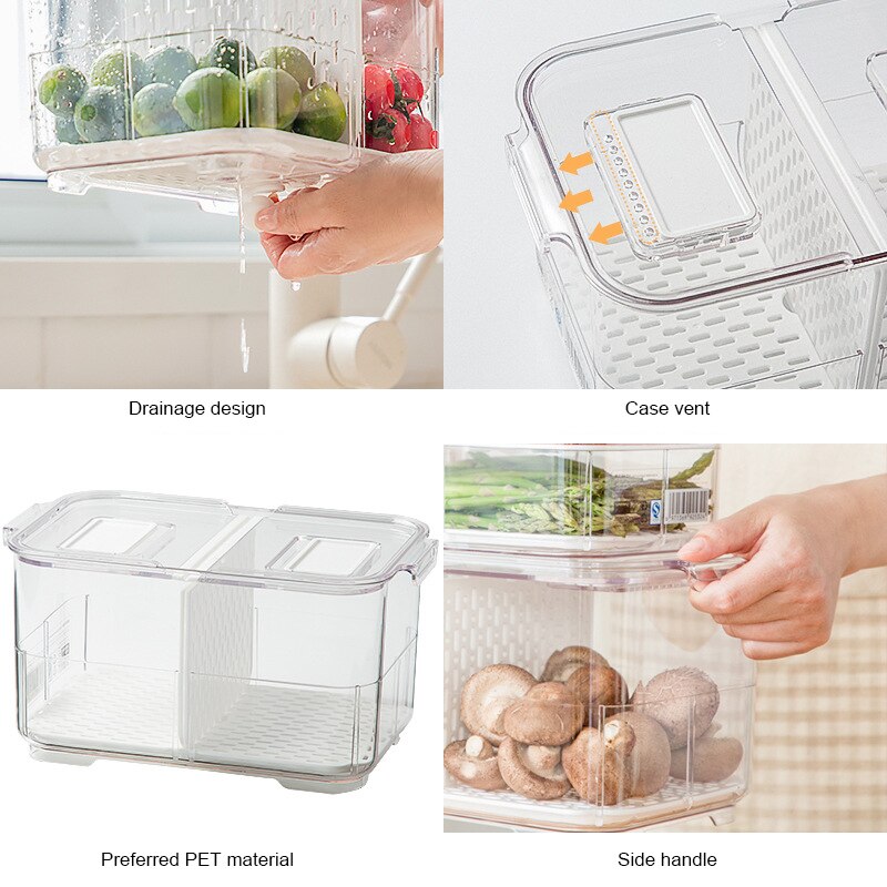 réfrigérateur alimentaire conteneurs de stockage avec couvercles cuisine stockage joint réservoir en plastique séparé légumes fruits frais boîte grand Ml