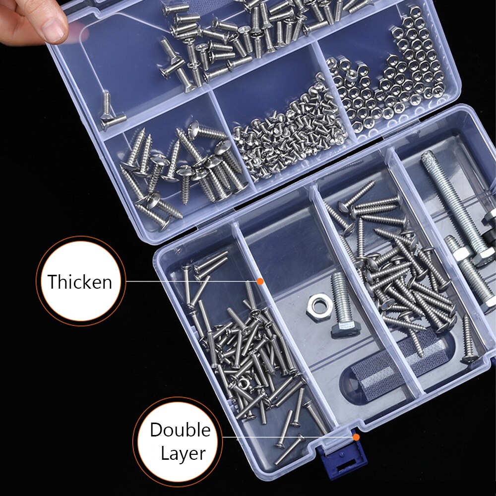 12 Sizes Plastic Storage Jewelry Box Compartment Adjustable Container for Beads earring box for jewelry rectangle Box Case
