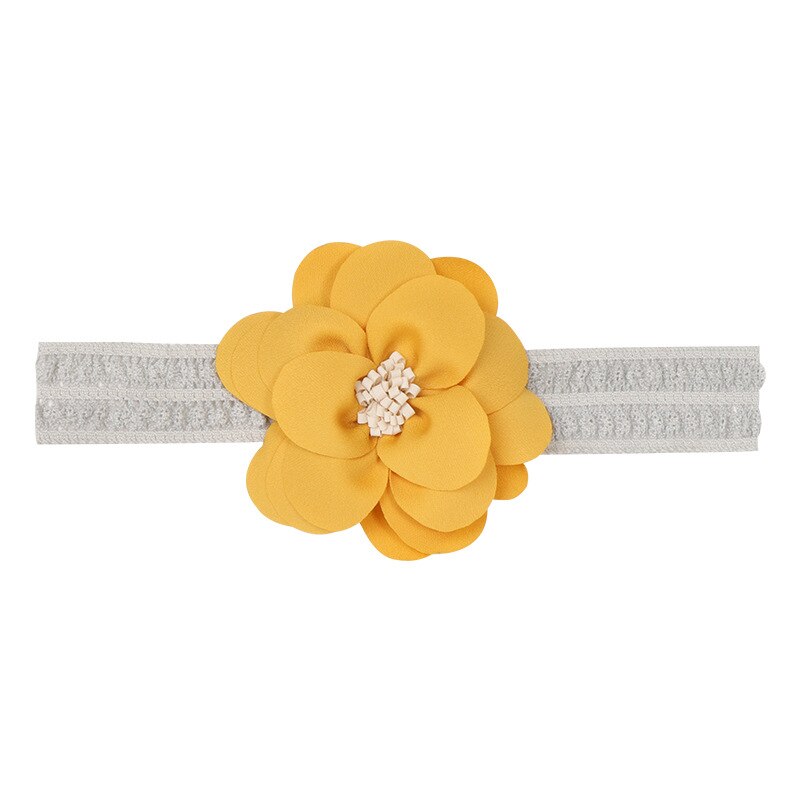 1 Pieces Baby Girl headbands Infant Hair Accessories Newborn Tiara Headwrap Toddlers Bandage Ribbon Flower Headwear: Yellow