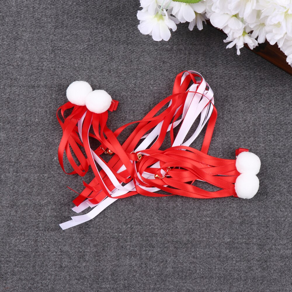1 paar kinderhaarspeldjes met kwastjes, hanfu-kleding, haarspeldjes met kwastjes en traditionele chinese linten (roze): Rood