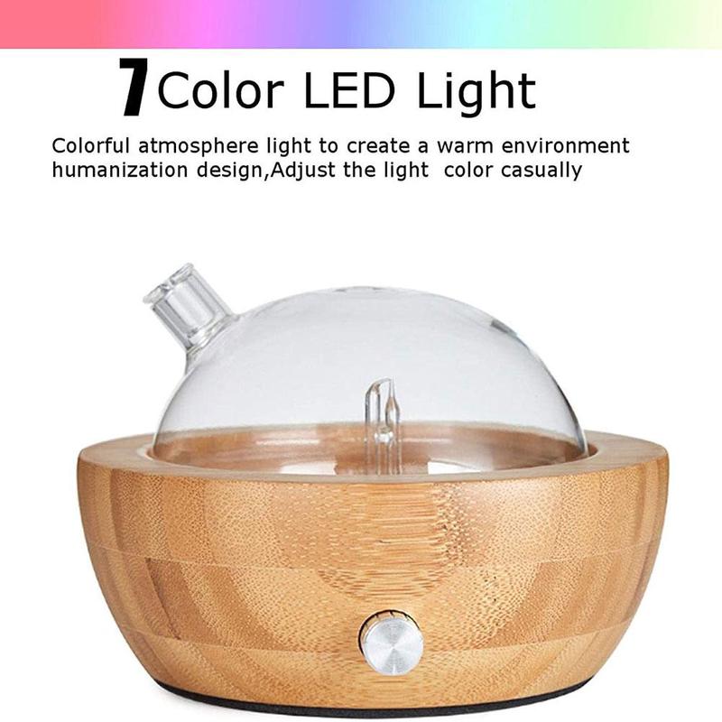 Difusor de aceite esencial nebulizante sin agua para el mejor de oficina, vidrio de colores Led para el hogar, aromaterapia, madera de haya, 25Ml, L0F0