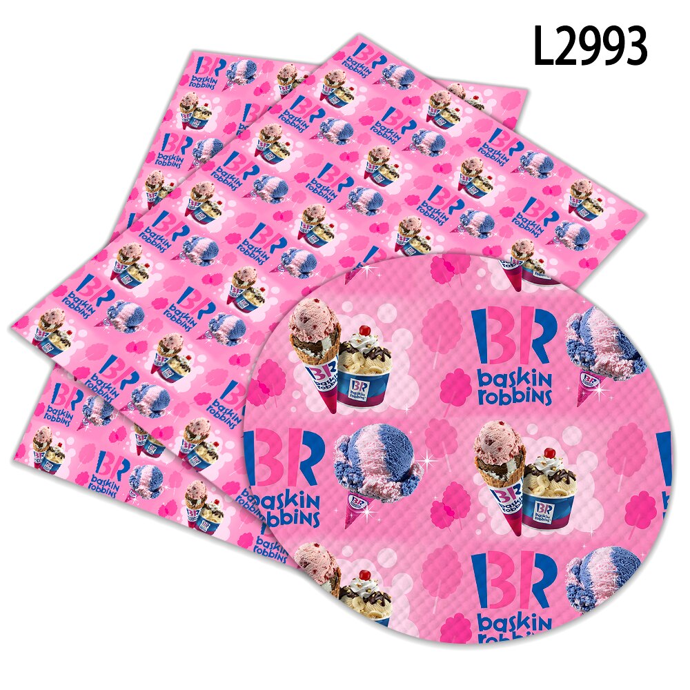DIY 30 cm x 22 cm Baskin Robbins Ice-cream Pattern Solid Color Suede Synthetic Leather DIY Sewing Material: L2993