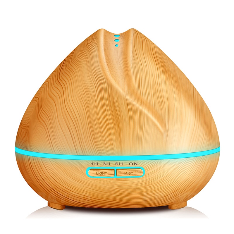 Holz Getreide 400ml Aroma essentiell Öl Diffusor Ultraschall- Luft Luftbefeuchter Luftreiniger mit LED Beleuchtung Pro Sekretariat Heimat Schlafzimmer: hell Holz / UK Stecker