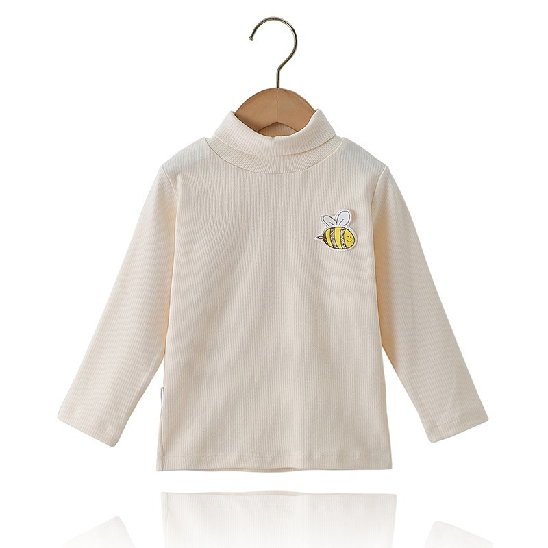 Kinderkleding Jongens Meisjes Katoenen Warme Winter Herfst Kleding Half Hoge Kraag Shirt Baby Accessoires: Beige / 130cm