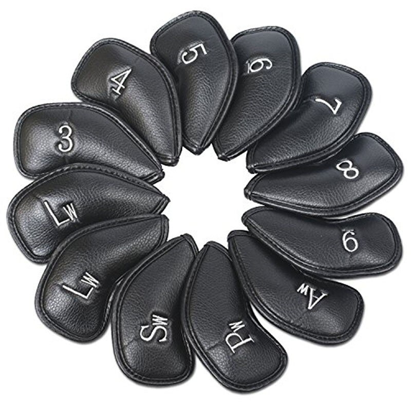 Synthetic Leather Golf Iron Head Covers 12 Pcs/Set Waterproof Durable Club Protect Headcovers