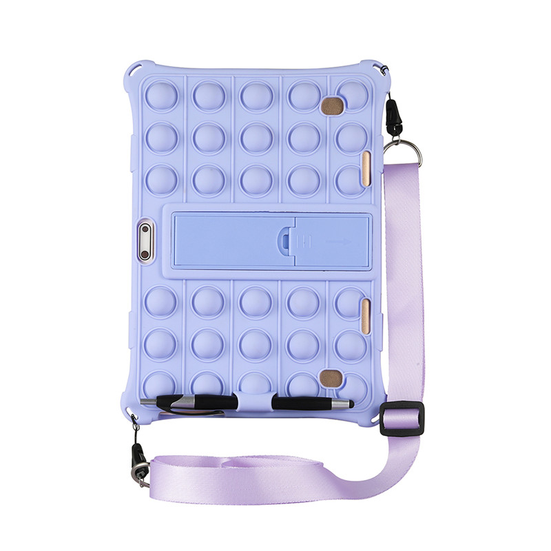 Funda Universal de silicona suave para niños, protector a prueba de golpes para Tablet PC Android de 10,1 pulgadas, 24x17cm, 10,1 pulgadas, 3G/4G, bolígrafo y correa: LightPurple-SP