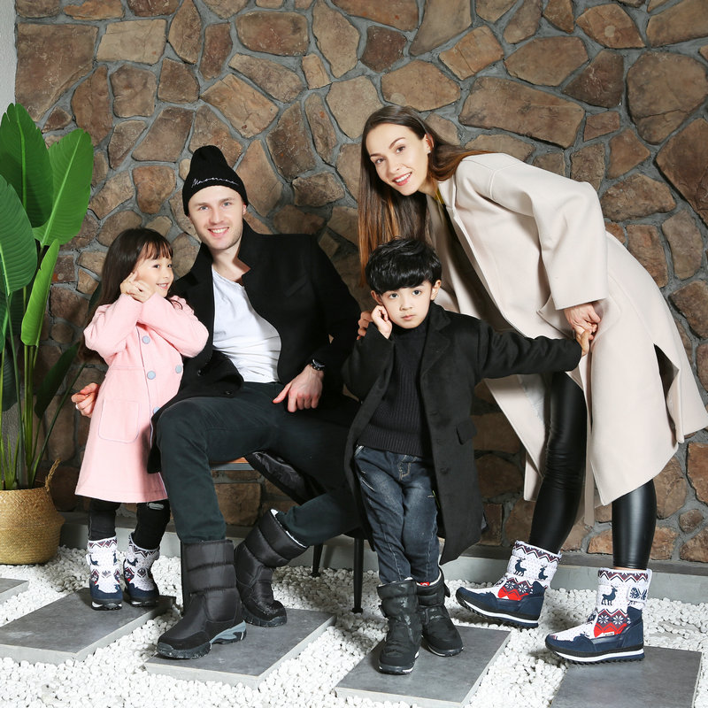 Botas de invierno para niñas, botas de nieve para niños, zapatos de Navidad de , zapatos cálidos de piel de lana natural, suela interior antideslizante,