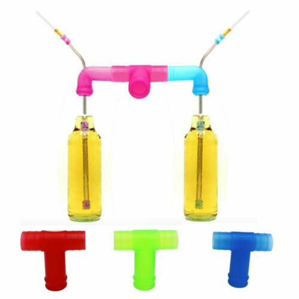 Beer Snorkel Silicone Funnel Drink Straw Double Beer Snorkel for Entertainment Kitchen Party Bar Brewing Tool