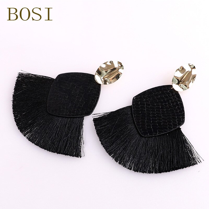 Tassel Earrings Bohemian Crystal Handmade Women Statement Luxury Long Earring jewelry Geometric Fringe Big stone: A