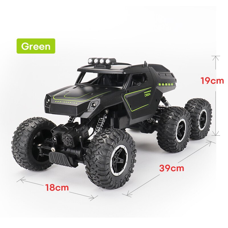 D823 Big Size 39Cm 1:12 Rc Auto 6WD 2.4Ghz Afstandsbediening Crawler Met Licht Off Road Voertuigen Hoge speed Truck Kinderen Speelgoed: Green