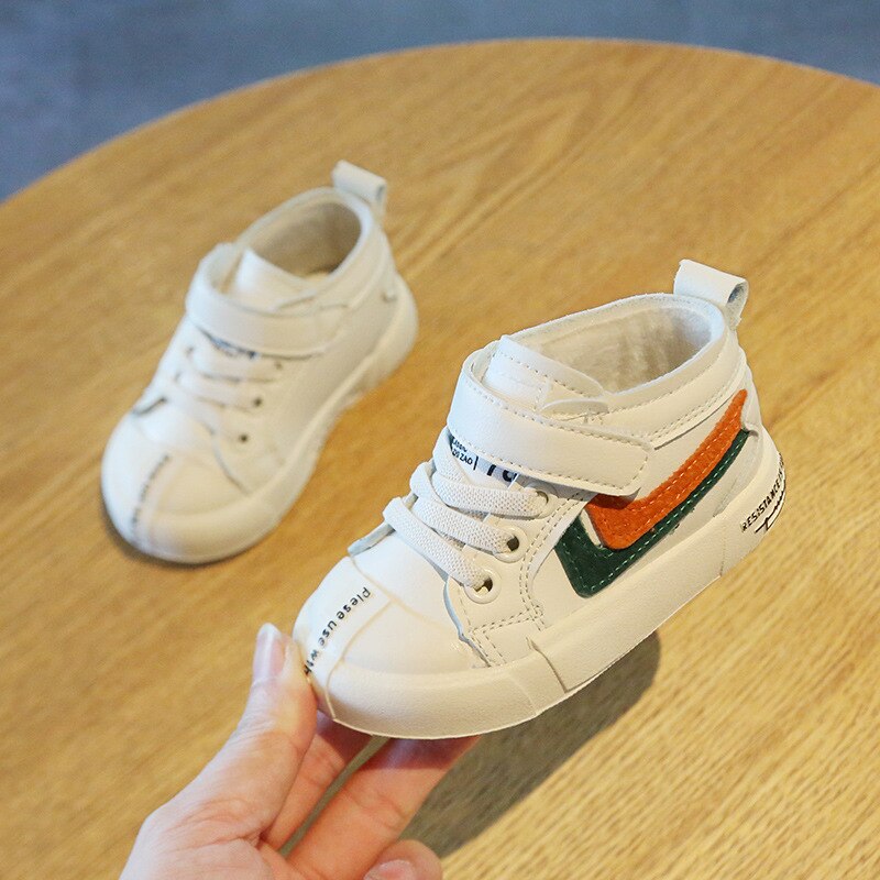 Grønne røde striber små sko baby piger drenge sneakers mikrofiber vinter skridsikker småbørn afslappet first walkers sport