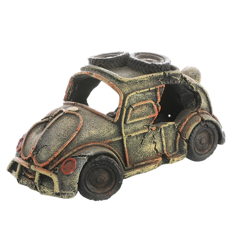 Aquarium Resin Decoration Fish Tank Broken Car Cave Hideouts for Betta Shrimp 2022: Old car