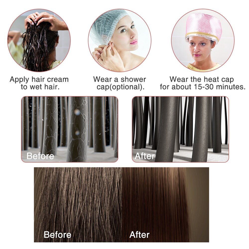 Thermo-kappe für haar gorro termico para cabello tratamiento haar dampfer kappe krankenschwester haar kappe Haushalt Hütte Haar pflege haar EU Stecker