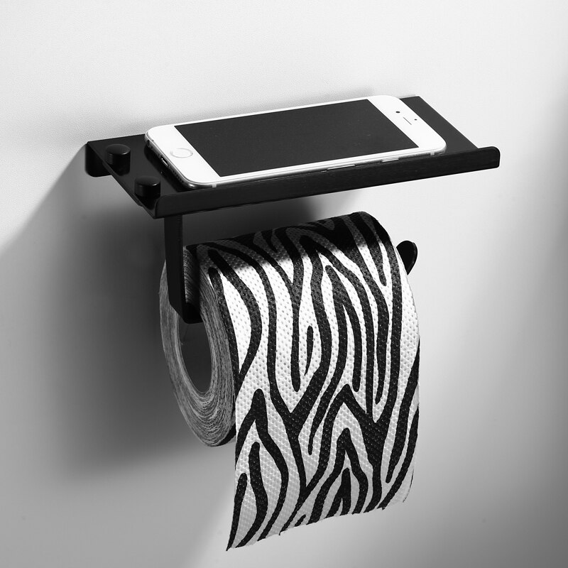 Zwarte Verf Papier Houder Telefoon Rack Papier Doos Ruimte Aluminium Materiaal Badkamer Hardware Wc Plank