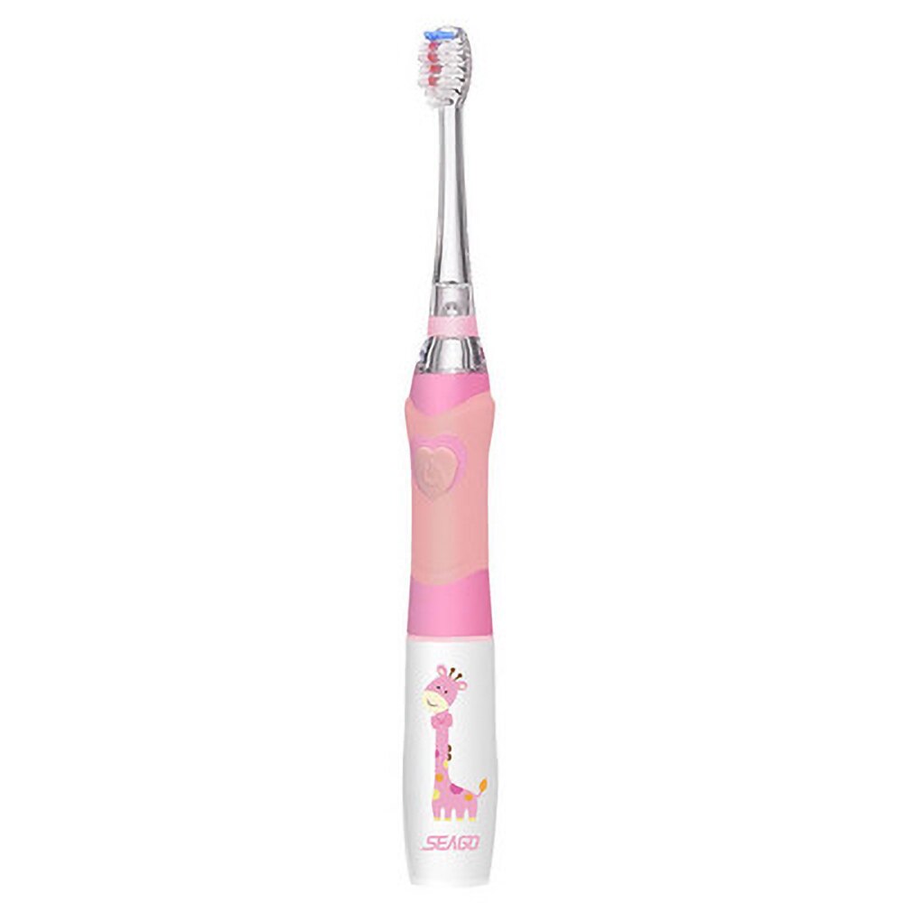 SEAGO-cepillo de dientes eléctrico sónico para niños, cabezales de repuesto con temporizador inteligente, batería LED, para 3-12 años: pink