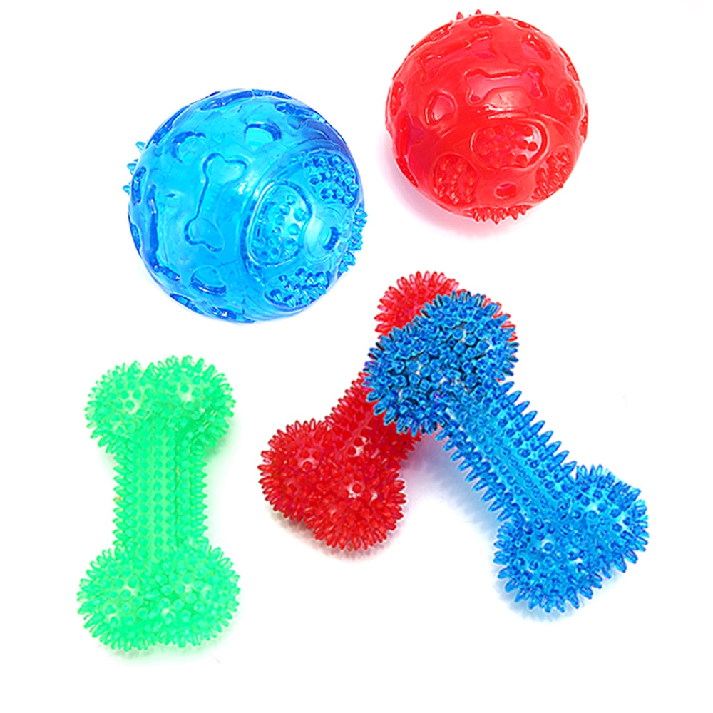 Pet Dog Squeaky Toy Dog Rubber Squeaker Toys Safety Durable Dogs Ball Toy for Dog Chew Toy Toothbrush Molar Toys Perro Juguetes