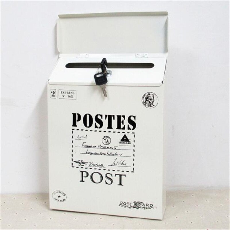 Buzón de correo de estilo americano, lámina de hierro creativa montada en la pared con cerradura, 1 pieza