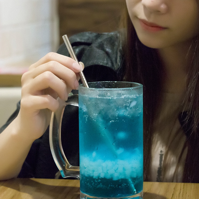 Reusable Metal Drinking Straws 304 Stainless Steel Sturdy Bent Straight Drinks Straw Bar Party Supply