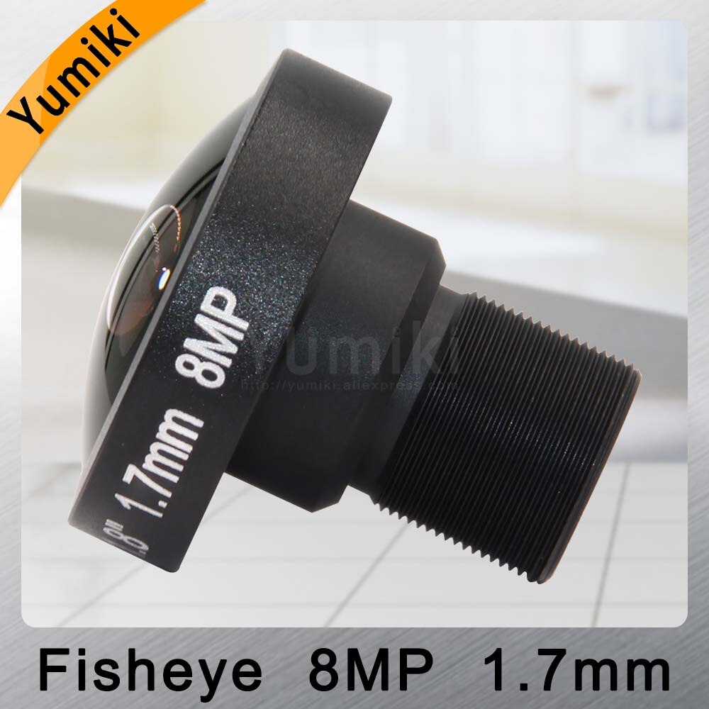Yumiki Fisheye 8MP 1.7mm IR CCTV Camera Lens HD 8.0Megapixel F2.0 1/1.8" Image Format M12 Mount Wide Viewing Angle 185Degree
