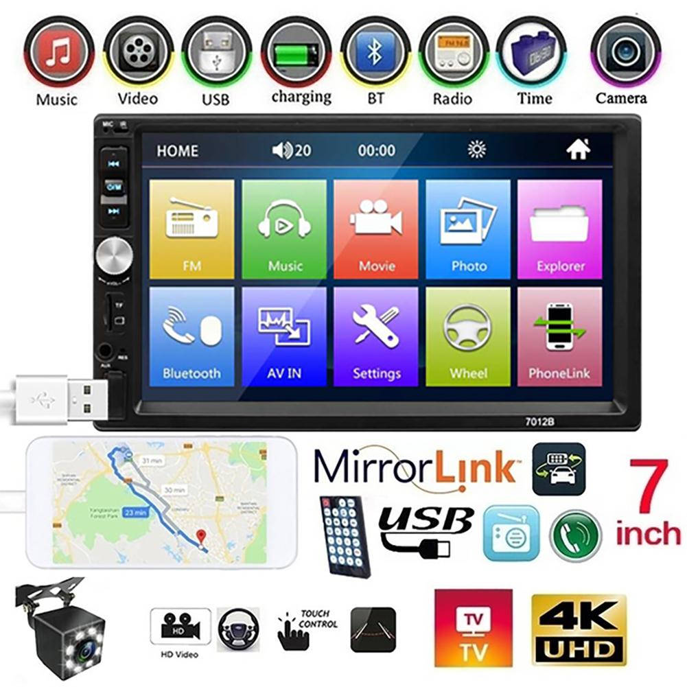 7012B-REPRODUCTOR DE Radio para coche, 1080P, HD, 7 pulgadas, estéreo, Bluetooth, MP4, MP5, USB, pantalla táctil, tarjeta de Radio, compatible con teléfono Android de Apple