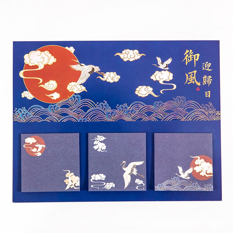 60 pcs Chinoiserie Post Notes Retro Fly Crane Sakura Memo Pads Bullet Journaling Accessories Sticky Note Aesthetic Stationery: F