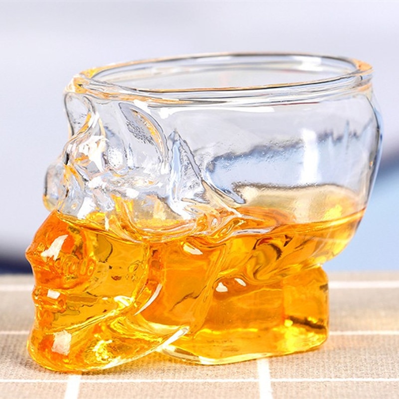 Krystal vandflaske kranium karaffel flydende glasflaske med træ kork kraniet glas til øl vin whisky skotsk vodka bar værktøj