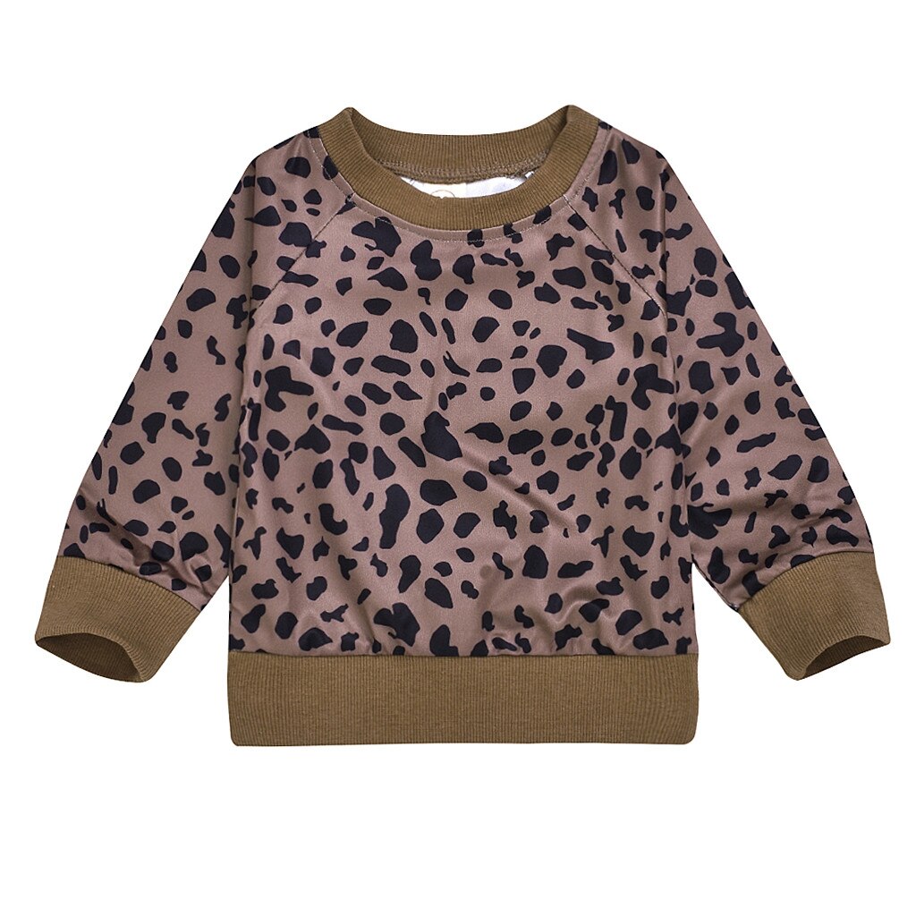 Toddler baby piger leopard print pullover sweatshirt toppe afslappet tøj modis toddler fall tøj sweatshirt børn piger klud: 24m