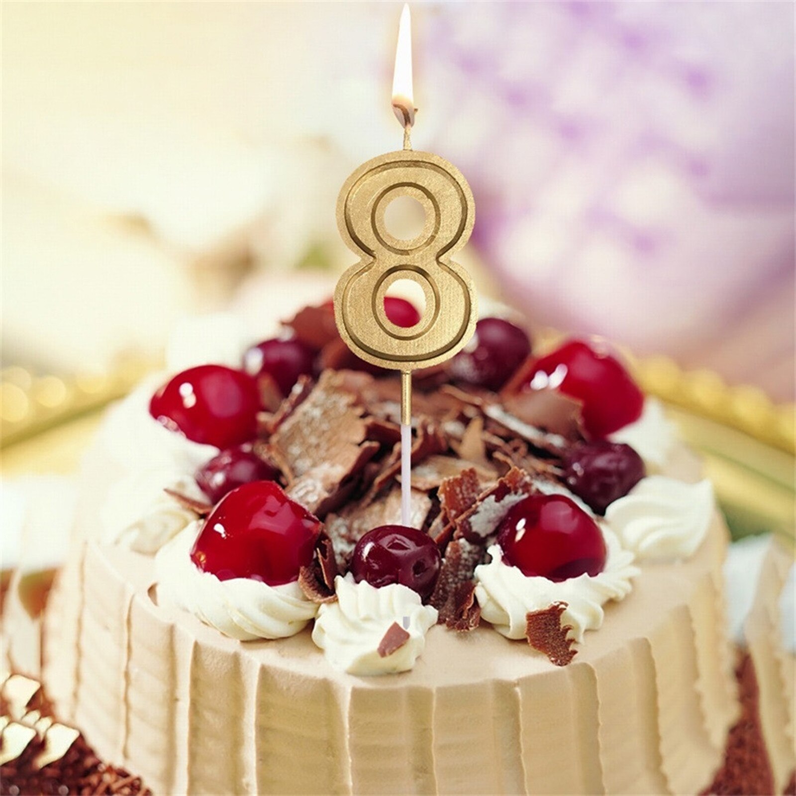 Gold Number Birthday Numeral Candles Number Cake Decor for Adults/Kids Party: 8