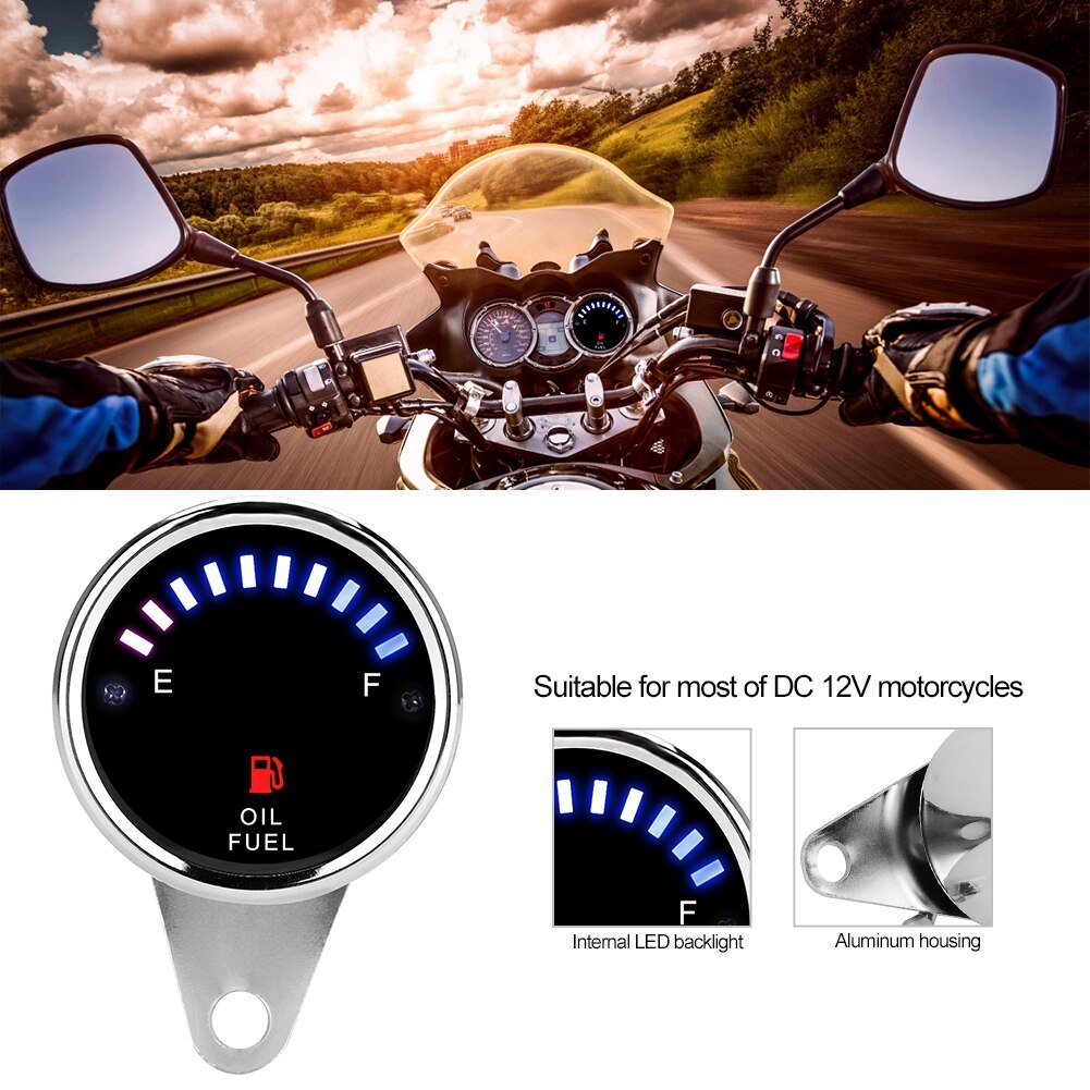 Universal motorcykel bil ledet display elektrisk brændstofmåler elektronisk oliemåler, der passer til de fleste  dc 12v motorcykler / biler