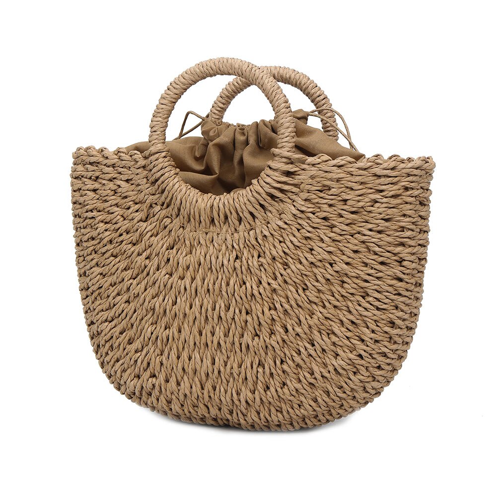 Kvinner håndveske håndlaget halm vevd tote stor kapasitet sommer strand skulderveske fest shopping best -wt