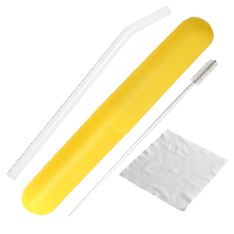 1 Juego de pajitas de vidrio reutilizables, pajilla recta reutilizable, Pajita para beber con cepillo de limpieza y paño de limpieza para bebidas frías y calientes: 14