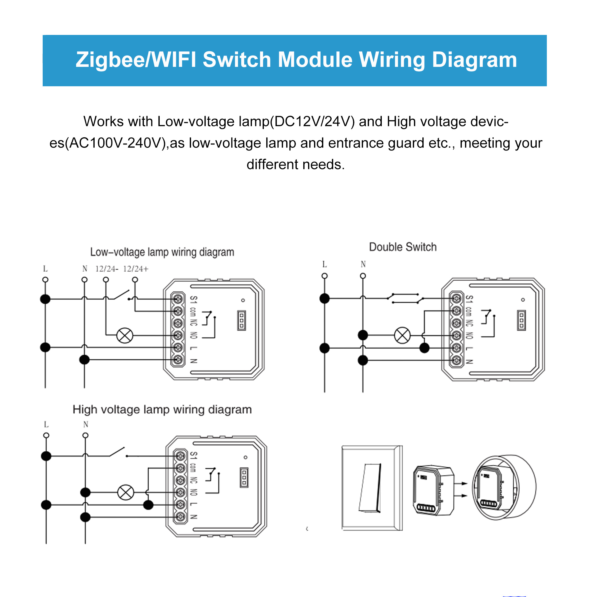 Tuya zigbee wifi módulo de interruptor inteligente contato seco dc 12/24v ac 100-240v casa inteligente diy disjuntor relé trabalho com alexa google alice