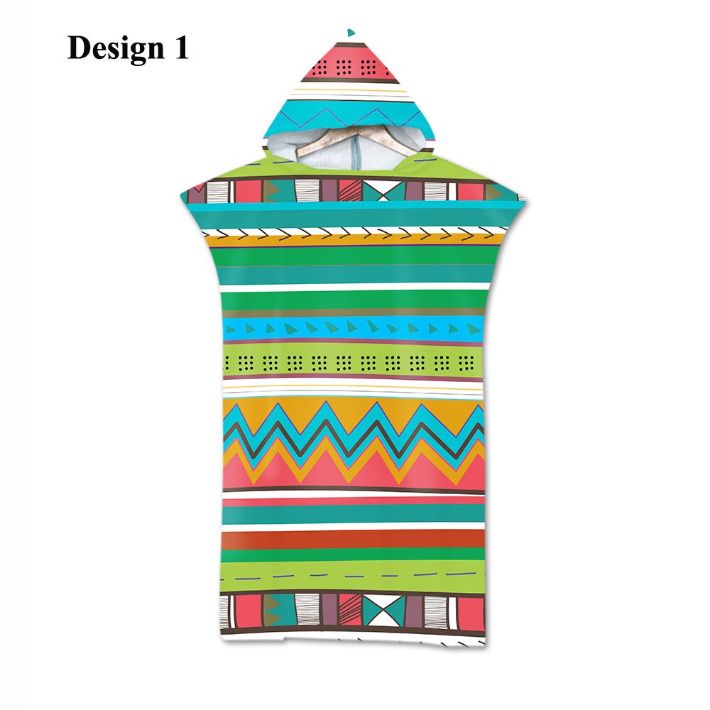 aztèque bohème géométrique Triangles Zigzags diamants rayures imprimer grand adulte Poncho à capuche piscine bain serviette de plage: Design 1