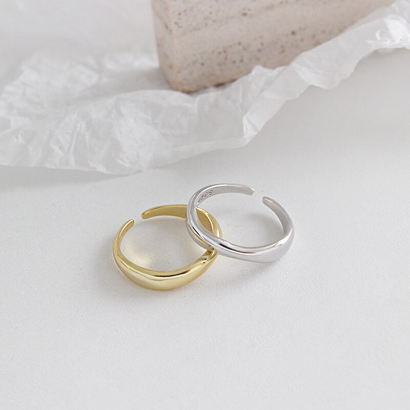 Peri'sbox verstelbare 925 sterling zilveren ringen in golfvorm, minimalistische stapelringen voor vrouwen, onregelmatige gouden ring, eenvoudige sieraden