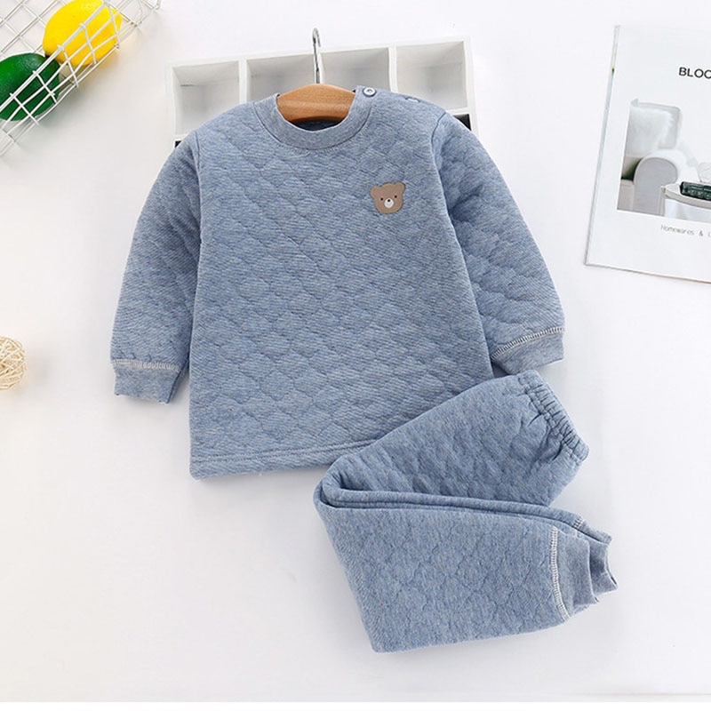 herbst Winter Pyjamas Für Kinder Plus Samt Verdickung Housecoat Set Warme Freizeit Haus Jungen Outfit Nette Mädchen Kleidung