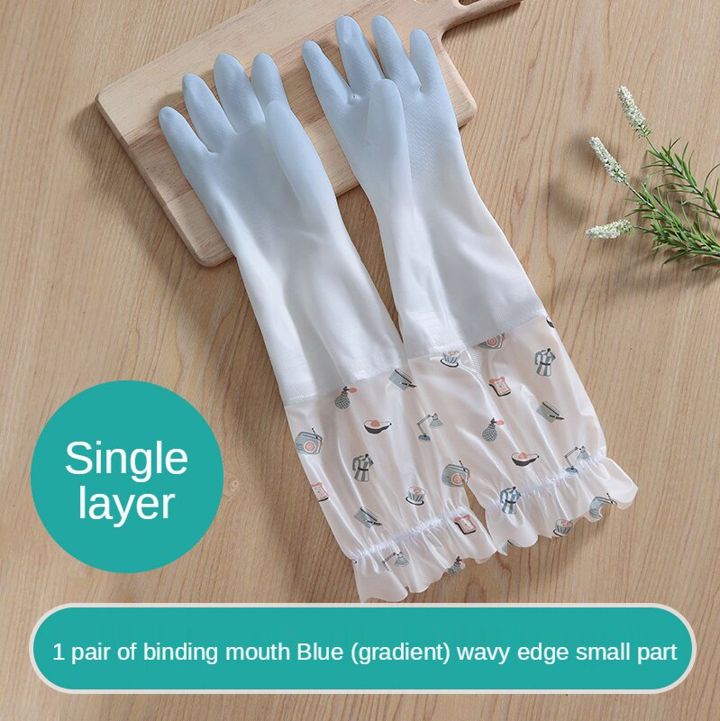 Gants en caoutchouc pour femmes, cuisine, vêtements de lavage épais, vaisselle, ménage étanche, durables, Plus des gants en Latex de velours