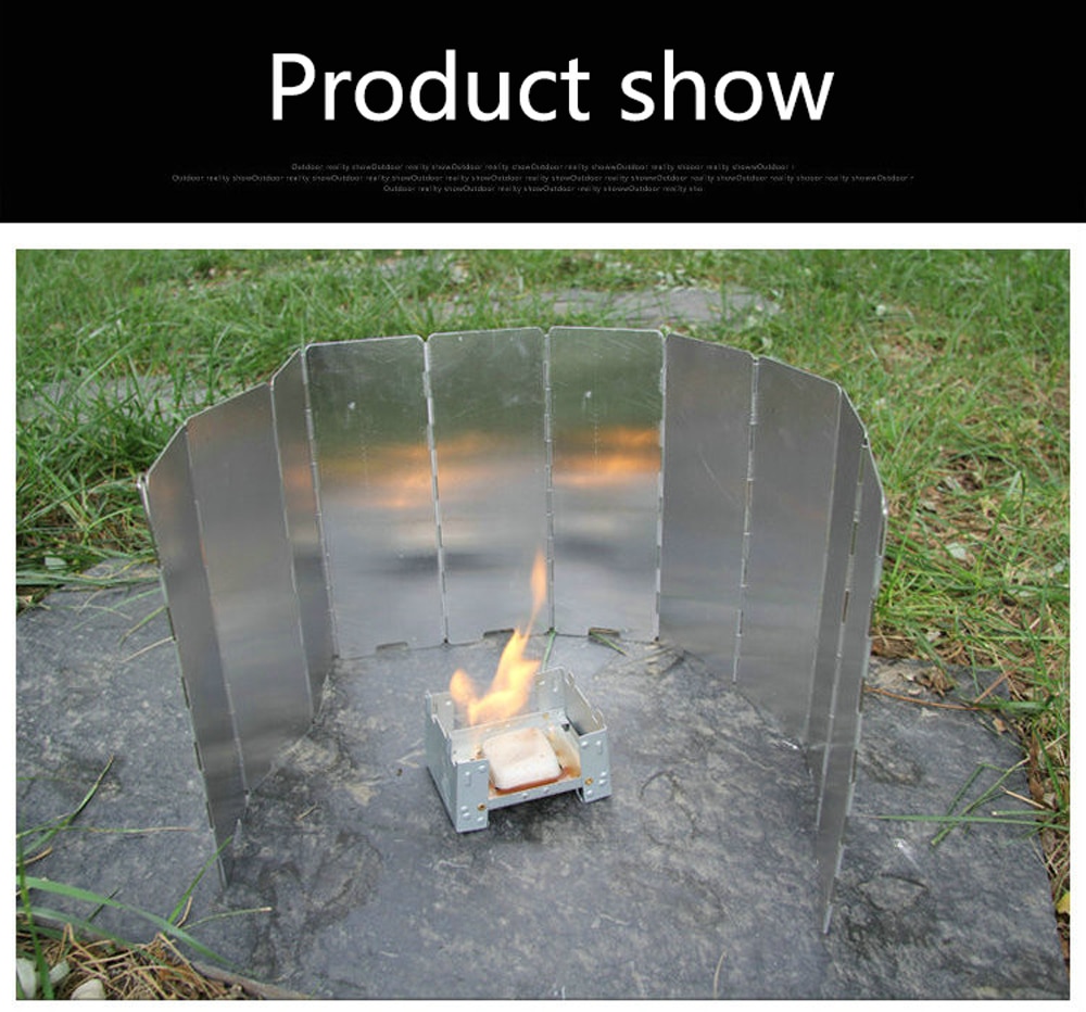 Parabrisas plegable de 8/9/10 placas para acampar al aire libre, estufa de Gas para barbacoa, pantalla de protección contra el viento para Picnic,