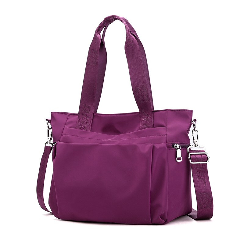 Borsa in Nylon impermeabile borse per Laptop grandi da donna borsa a tracolla borse per mamma di grande capacità borsa a tracolla Tote borsa principale: Viola