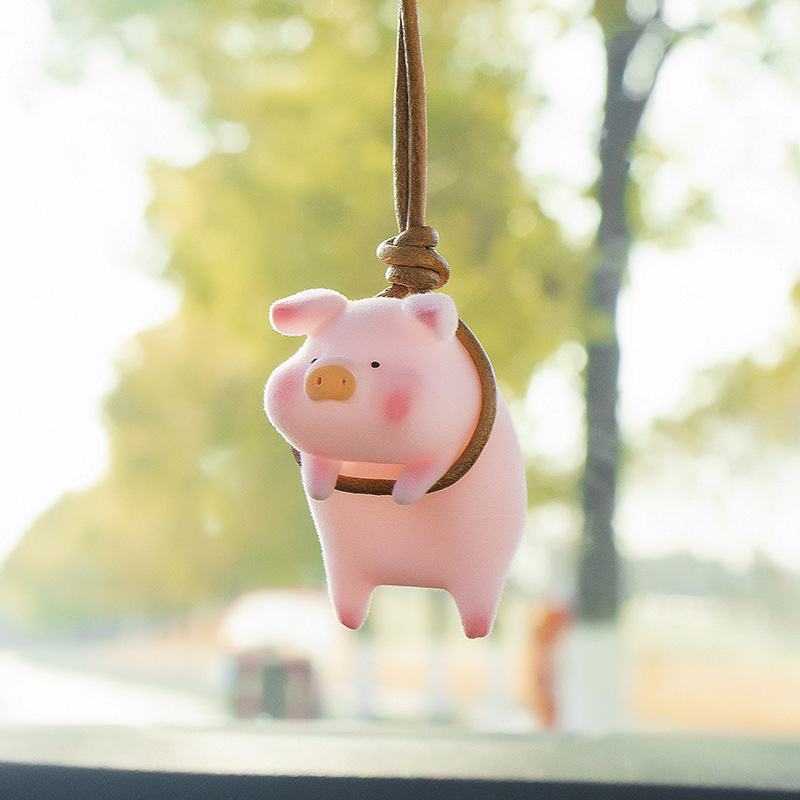 Cute Pig Car Accessorie Swing Pig Car Pendant Auto Rearview Mirror Pendants Birthday Auto Decoraction Ornament