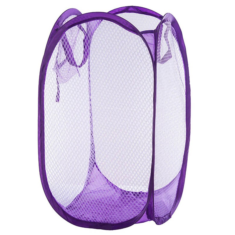 Stor kapacitet foldbart mesh snavset tøjkurv pop-up vaskeri hæmmer vask tøj legetøj opbevaring tønder ventilere kurv: Lilla