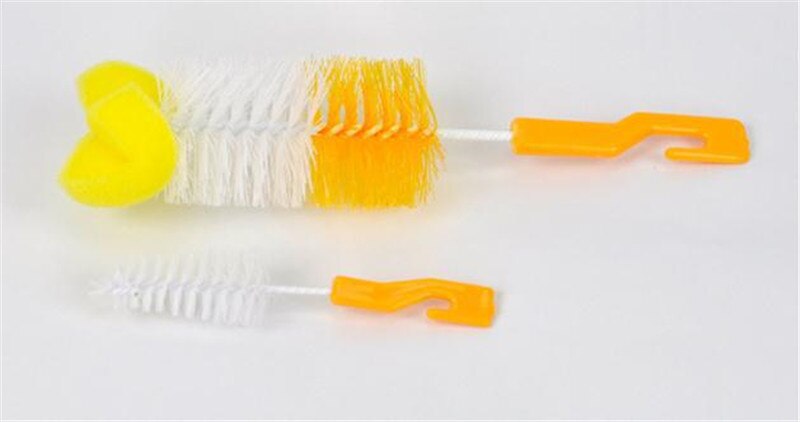 2 Stks/set Melk Flessenborstel Babyuitsteeksel Borstel Babyuitsteeksel Melk Fles Cup 360 Graden Spons Cleaner + Tepel Borstel j0597