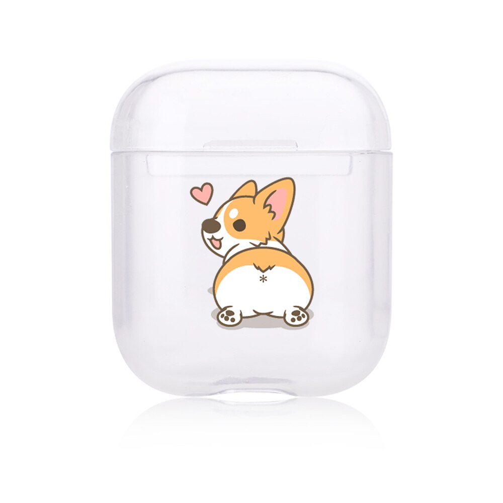 Hard Clear Headphone Case For Apple airpods 1 Case Luxury Pets Corgi Dog Transparent Air Pods Case For Airpods 2 Protective Cove