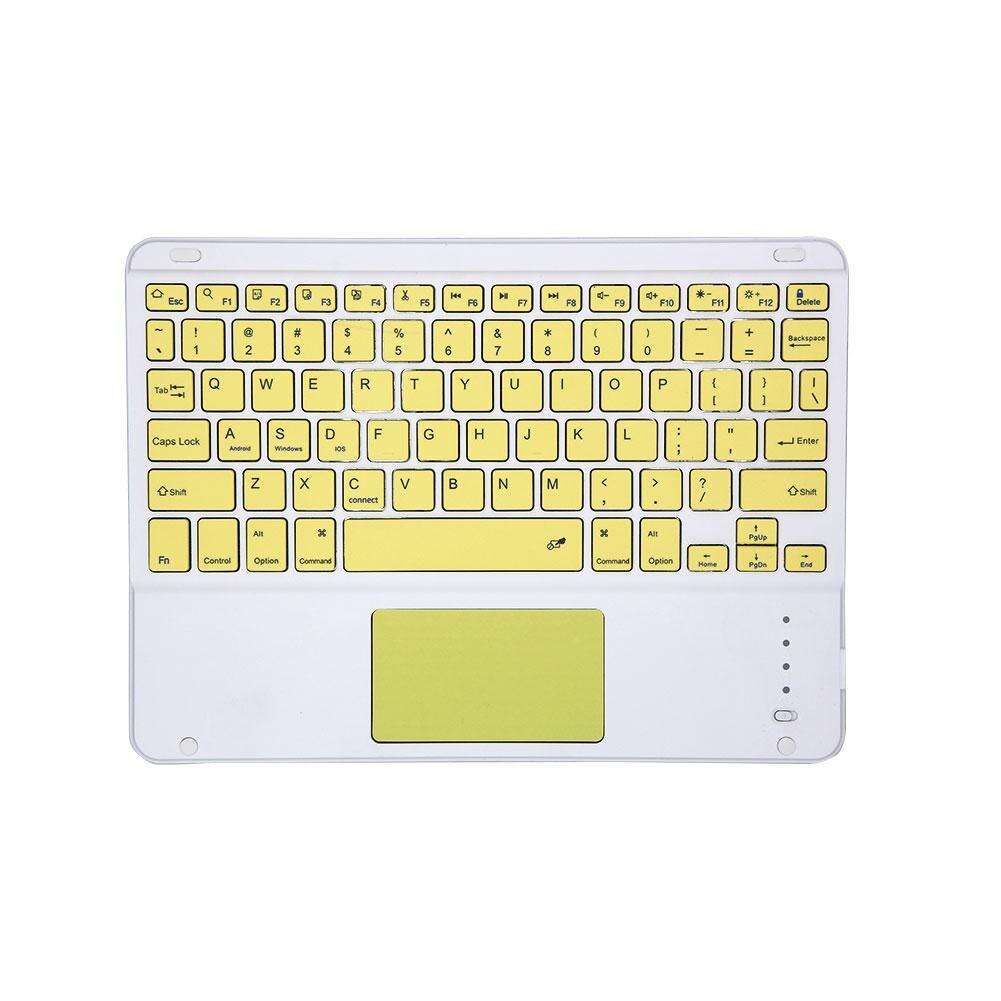 Oplaadbaar draadloos bluetooth-toetsenbord met touchpad 10m draadloos voor pc, computer, tablet, mobiele telefoon voor android, ios 13 en hoger: Geel